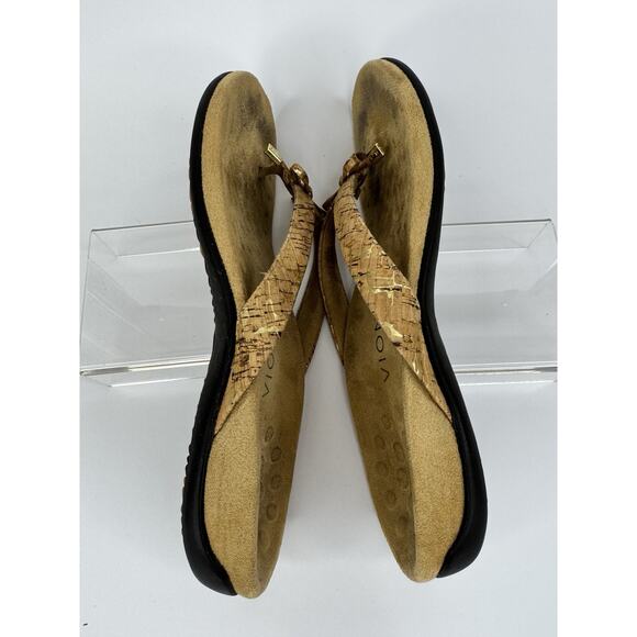 Women's Vionic Bella Orthotic Flip Flops 8 Cork Bow Preppy Resort Outdoor - Picture 8 of 11